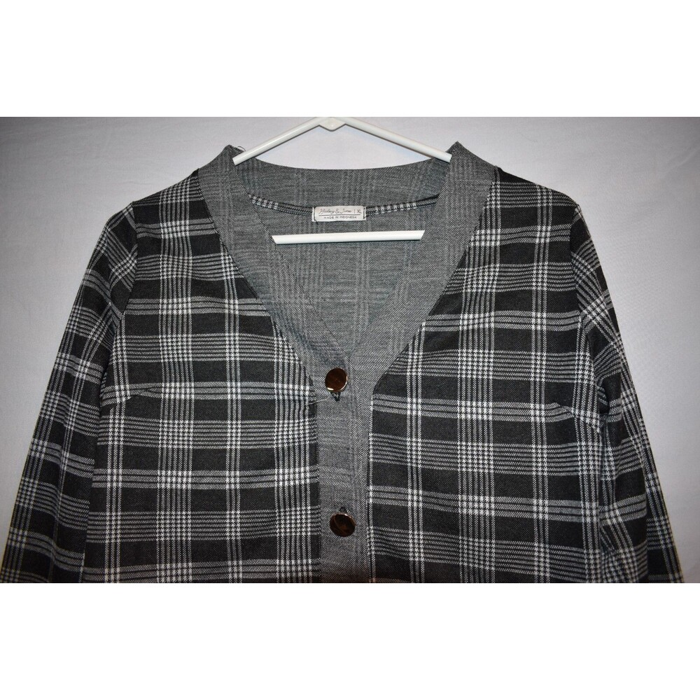 Haley & June Girls XL Gray Black  Plaid Short Cardigan
